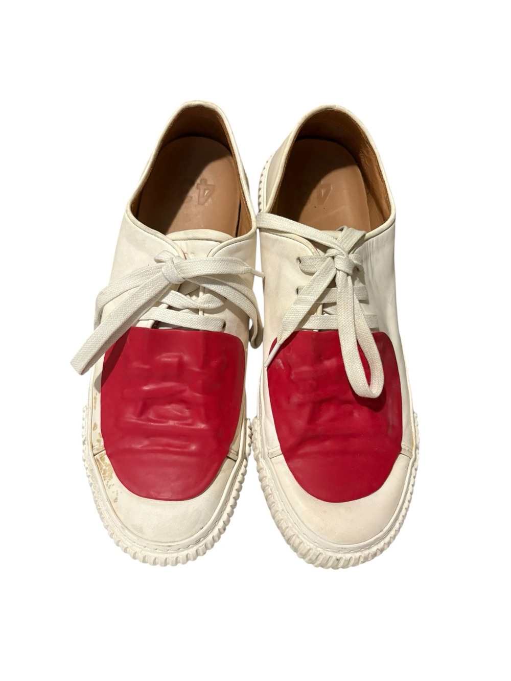 BOTH Red and Cream Two Tone Patch Sneaker Size 43